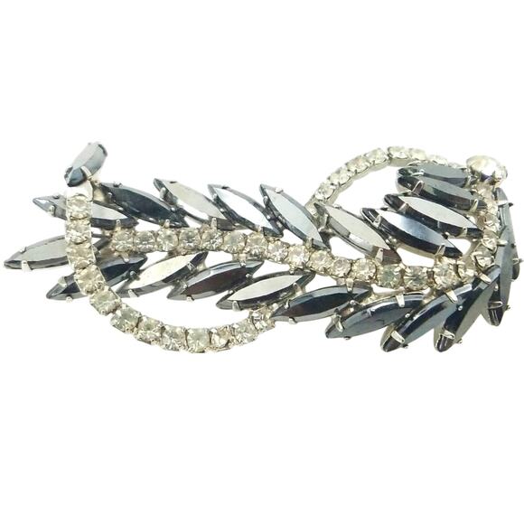 Vintage Rhinestone Clef Shaped Brooch Rare 40s-50s Book Piece - Retro Music Gift - Picture 2 of 8